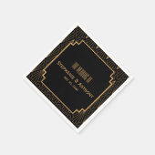 Serviette En Papier Mariage Motif Gold et Black Art Déco (Coin)