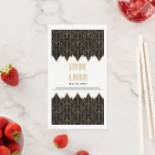 Serviette En Papier Mariage Motif Gold et Black Art Déco (En situation)