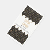 Serviette En Papier Mariage Motif Gold et Black Art Déco (Coin)