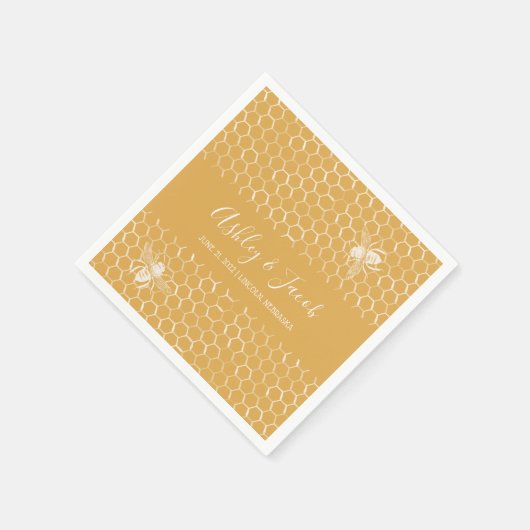 Serviette En Papier Mariage Motif Golden Honeypeb (Coin)