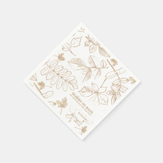 Serviette En Papier Mariage Motif Golden Leaf ID655 (Coin)