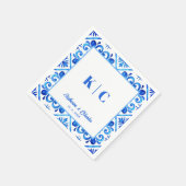 Serviette En Papier Mariage Motif marocain bleu et blanc Napkin (Coin)