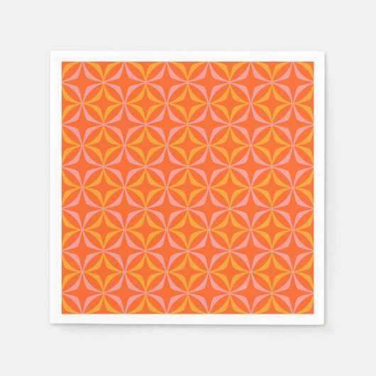Serviette En Papier Mariage Motif moderne orange et jaune (Devant)
