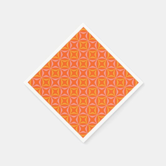 Serviette En Papier Mariage Motif moderne orange et jaune (Coin)