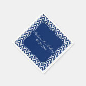 Serviette En Papier Mariage Motif Monogram Royal Blue Chevron (Coin)
