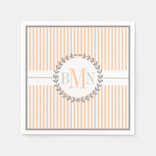 Serviette En Papier Mariage motif rayé blanc (Devant)