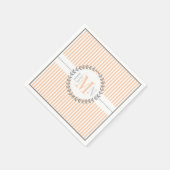 Serviette En Papier Mariage motif rayé blanc (Coin)