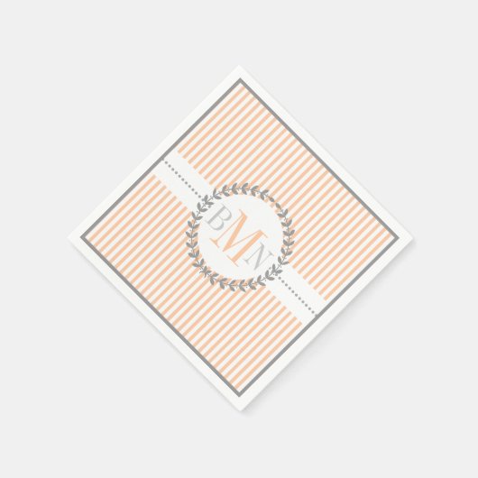 Serviette En Papier Mariage motif rayé blanc (Coin)