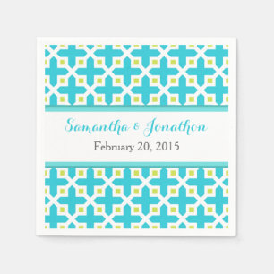 Serviette En Papier Mariage Motif Turquoise & Lime Green Cross
