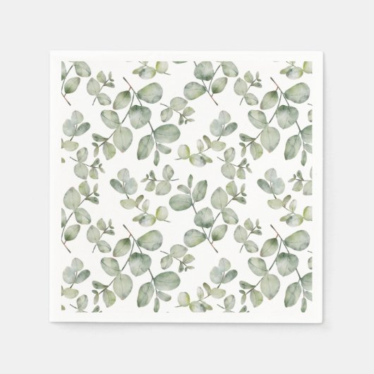 Serviette En Papier Mariage Motif vert Eucalyptus Sage moderne (Devant)