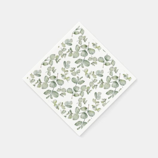 Serviette En Papier Mariage Motif vert Eucalyptus Sage moderne (Coin)