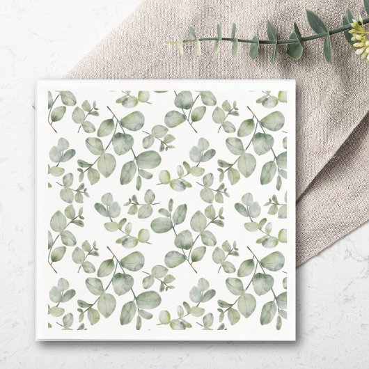 Serviette En Papier Mariage Motif vert Eucalyptus Sage moderne