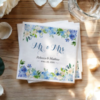 Mariage Mr & Mrs Floral Aquarelle Hortensia Bleu