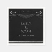 Serviette En Papier Mariage mystique Black Silver Sun Moon Stars (Devant)