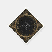 Serviette En Papier Mariage mystique céleste noir et or (Coin)