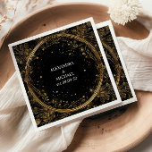 Serviette En Papier Mariage mystique céleste noir et or