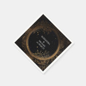 Serviette En Papier Mariage mystique céleste noir et or (Coin)