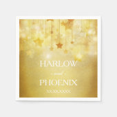 Serviette En Papier Mariage Napkin aux étoiles d'or brillantes (Devant)