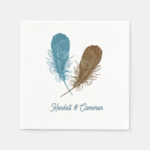Serviette En Papier Mariage Napkin Deux Plumes (Devant)