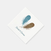 Serviette En Papier Mariage Napkin Deux Plumes (Coin)