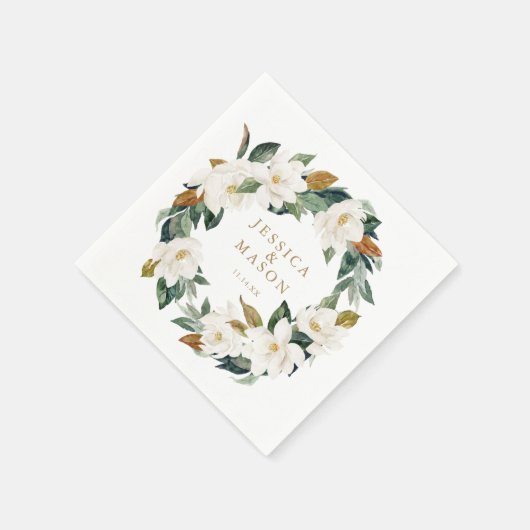 Serviette En Papier Mariage Napkin Green Magnolia Napkin (Coin)
