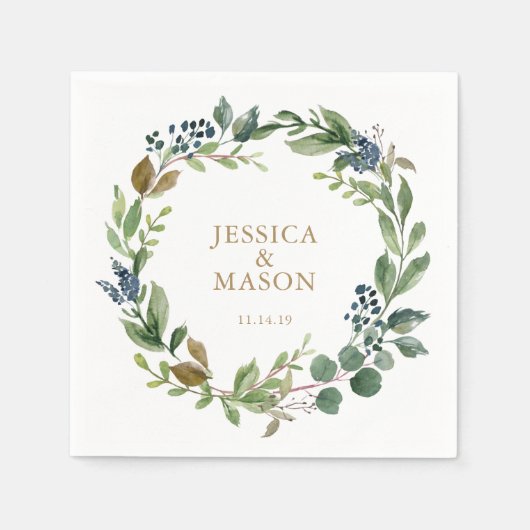 Serviette En Papier Mariage Napkin Greenery Cocktail Napkin (Devant)