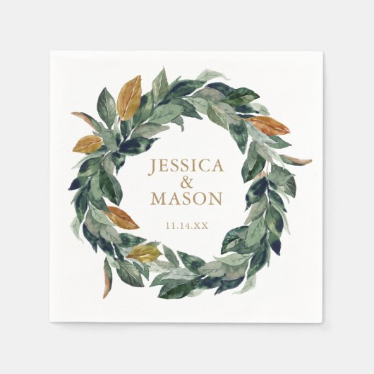 Serviette En Papier Mariage Napkin Greenery Cocktail Napkin (Devant)