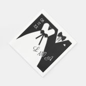 Serviette En Papier Mariage Napkin | Monogramme noir blanc mariée mari (Coin)