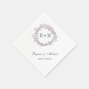 Serviette En Papier Mariage Napkin rose Fleur de Cerisier