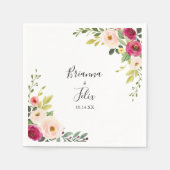 Serviette En Papier Mariage Napkin vert rose rose pâle (Devant)