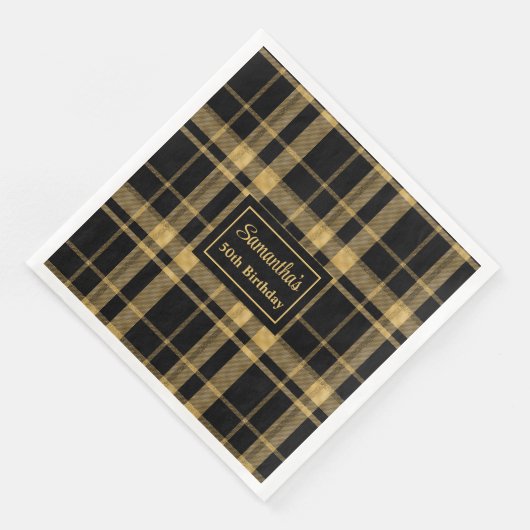 Serviette En Papier Mariage Napkins Black Gold Personnalisé Keepsaké (Coin)