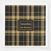 Serviette En Papier Mariage Napkins Black Gold Personnalisé Keepsaké (Devant)