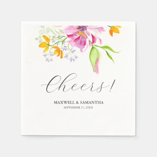 Serviette En Papier Mariage Napkins Botanique Rose Flores (Devant)