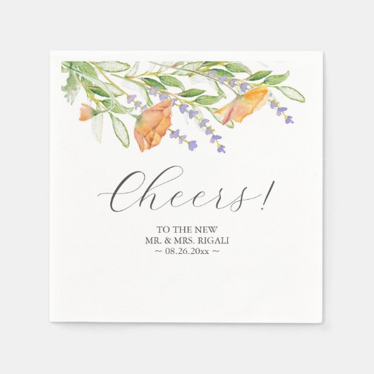 Serviette En Papier Mariage Napkins Fleurs sauvages botaniques (Devant)