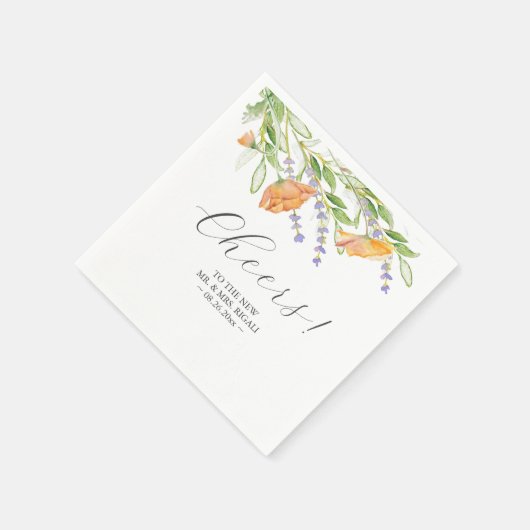 Serviette En Papier Mariage Napkins Fleurs sauvages botaniques (Coin)