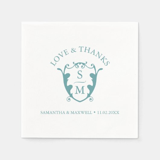 Serviette En Papier Mariage Napkins Modèle Monogramme personnalisé Cre (Devant)