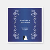 Serviette En Papier Mariage Napkins Royal Bleu Bride Salle (Devant)