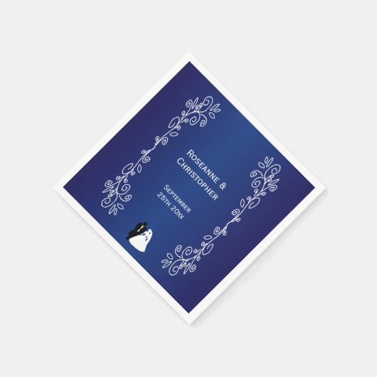 Serviette En Papier Mariage Napkins Royal Bleu Bride Salle (Coin)