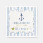 Serviette En Papier Mariage nautique à rayures bleues (Devant)