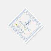 Serviette En Papier Mariage nautique à rayures bleues (Coin)