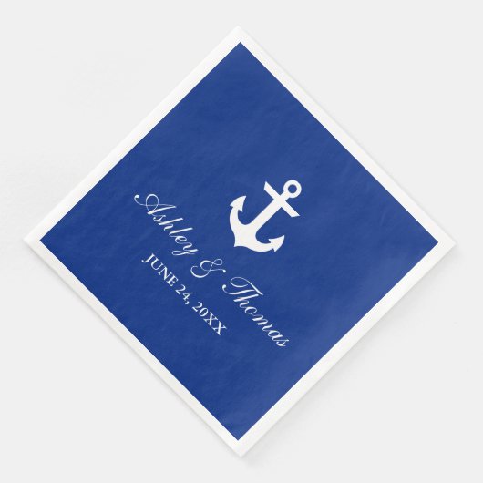 Serviette En Papier Mariage nautique Ancre Bleu D (Coin)