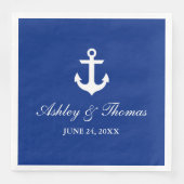 Serviette En Papier Mariage nautique Ancre Bleu D (Devant)