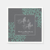 Serviette En Papier Mariage nautique côtier vert et gris (Devant)