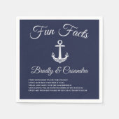 Serviette En Papier Mariage nautique Marine Bleu et Blanc Fun Faits (Devant)