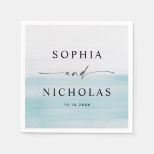 Serviette En Papier Mariage nautique minimaliste bleu aquarelle