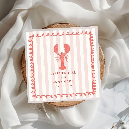 Serviette En Papier Mariage nautique Napkin de homard rose