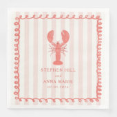 Serviette En Papier Mariage nautique Napkin de homard rose (Devant)