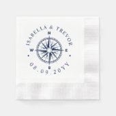 Serviette En Papier Mariage nautique Rose Compass (Devant)