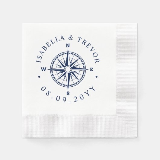 Serviette En Papier Mariage nautique Rose Compass (Devant)
