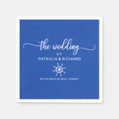 Serviette En Papier Mariage nautique Royal Blue and White Rudder (Devant)